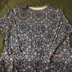 croft & barrow Navy Blue Patterned Long Sleeve Tee